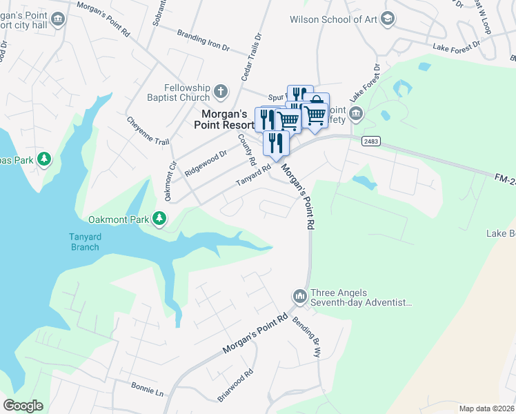 map of restaurants, bars, coffee shops, grocery stores, and more near 32 Canyon Circle in Belton