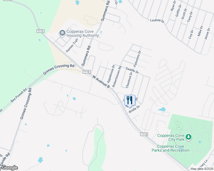 map of restaurants, bars, coffee shops, grocery stores, and more near 2029 West Avenue B in Copperas Cove