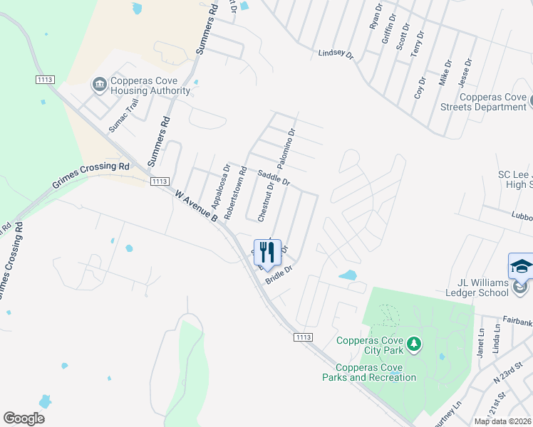 map of restaurants, bars, coffee shops, grocery stores, and more near 217 Spur Drive in Copperas Cove