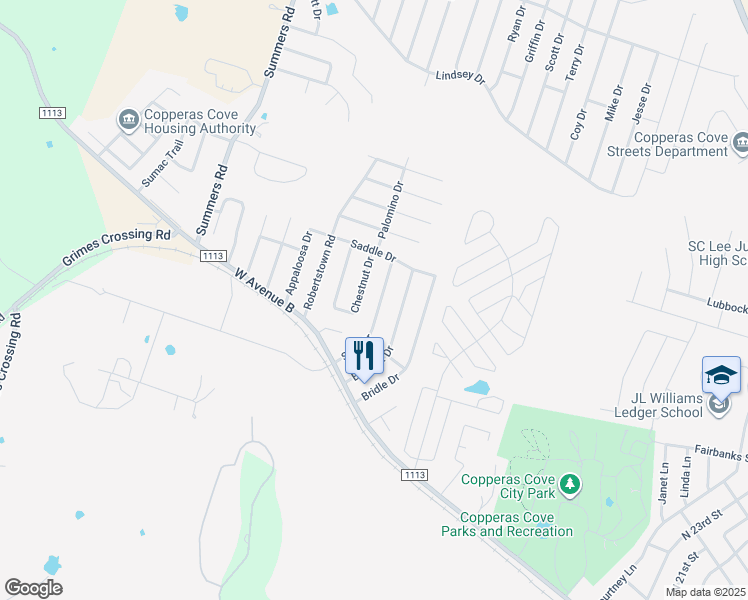 map of restaurants, bars, coffee shops, grocery stores, and more near 217 Spur Drive in Copperas Cove