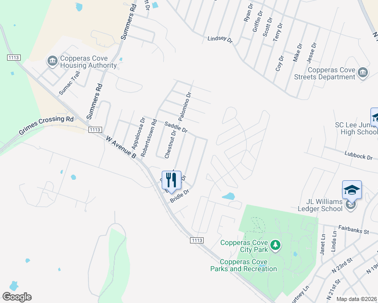 map of restaurants, bars, coffee shops, grocery stores, and more near 228 Blanket Drive in Copperas Cove