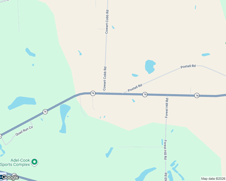 map of restaurants, bars, coffee shops, grocery stores, and more near Highway 76 in Adel