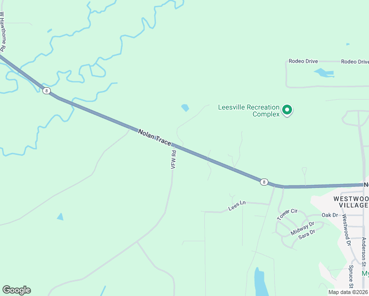 map of restaurants, bars, coffee shops, grocery stores, and more near 201 Colony Park Drive in Leesville