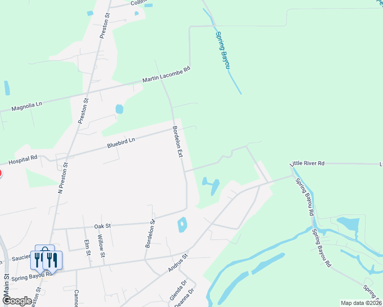 map of restaurants, bars, coffee shops, grocery stores, and more near 283-411 Bordelon Saint Exd in Marksville