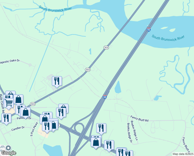 map of restaurants, bars, coffee shops, grocery stores, and more near 135 Loperosa Street in Brunswick