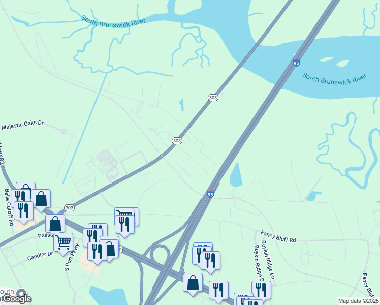 map of restaurants, bars, coffee shops, grocery stores, and more near 135 Loperosa Street in Brunswick