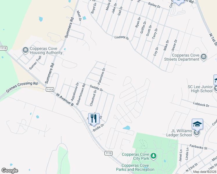 map of restaurants, bars, coffee shops, grocery stores, and more near 201 Sorrell Drive in Copperas Cove