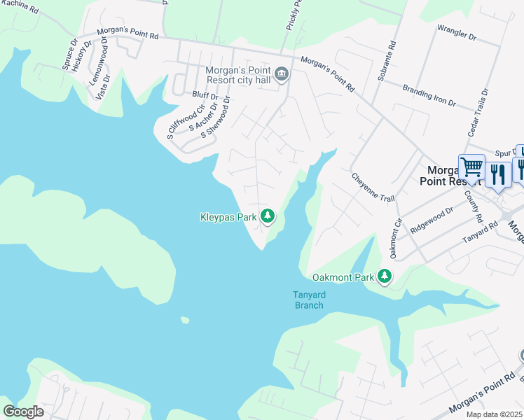 map of restaurants, bars, coffee shops, grocery stores, and more near 13 Mariner Drive in Belton