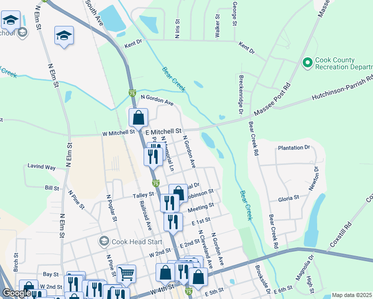 map of restaurants, bars, coffee shops, grocery stores, and more near 303 Murle Avenue in Adel