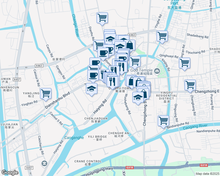 map of restaurants, bars, coffee shops, grocery stores, and more near in 