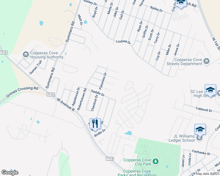map of restaurants, bars, coffee shops, grocery stores, and more near 207 Halter Drive in Copperas Cove