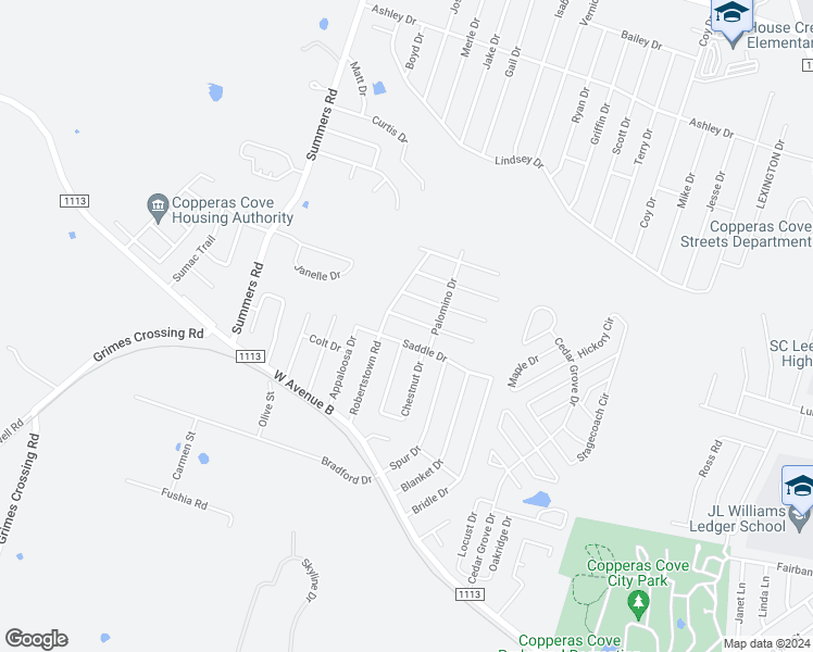 map of restaurants, bars, coffee shops, grocery stores, and more near 309 Sorrell Drive in Copperas Cove