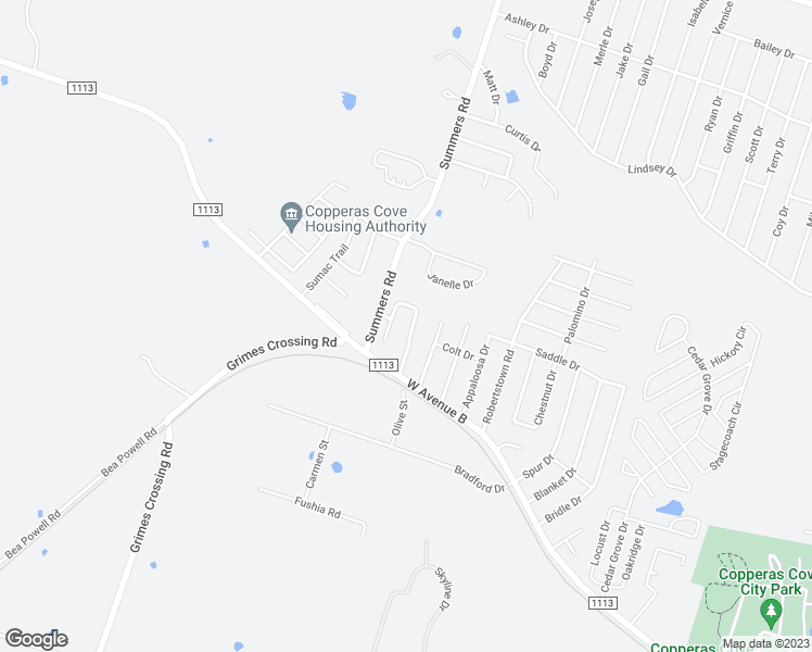 map of restaurants, bars, coffee shops, grocery stores, and more near 305 Mesquite Circle in Copperas Cove