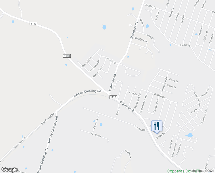 map of restaurants, bars, coffee shops, grocery stores, and more near 317 Summers Road in Copperas Cove