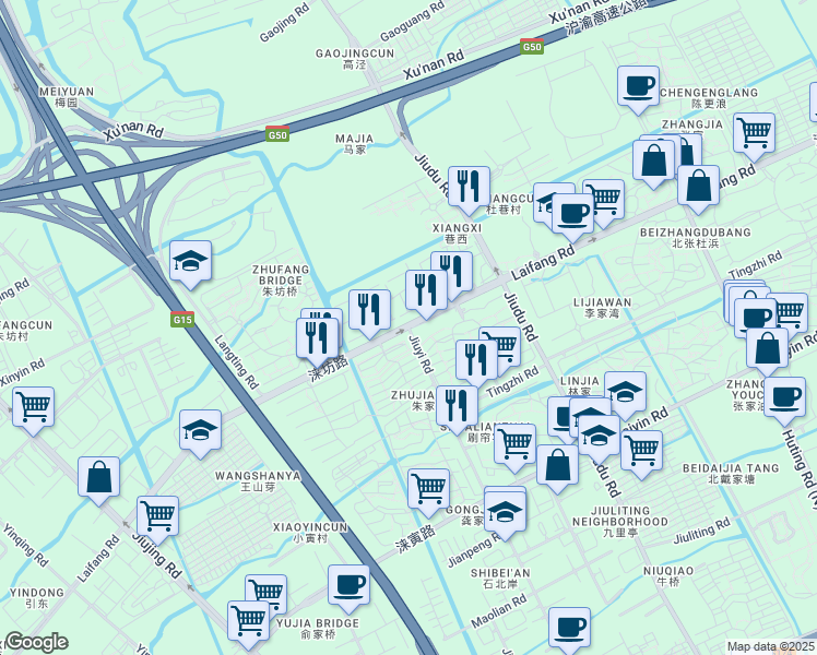 map of restaurants, bars, coffee shops, grocery stores, and more near in 