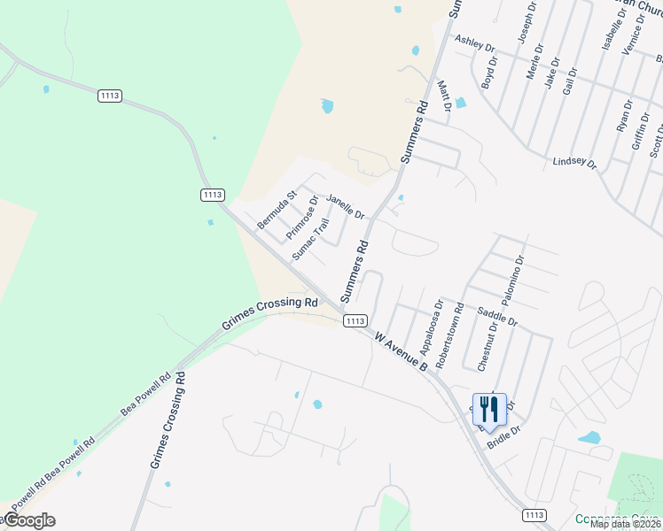 map of restaurants, bars, coffee shops, grocery stores, and more near 3101 Redbud Drive in Copperas Cove