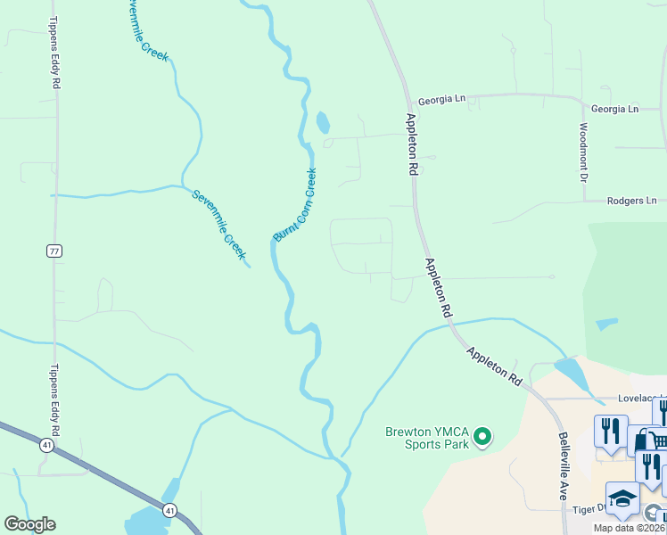 map of restaurants, bars, coffee shops, grocery stores, and more near 121-125 Brooks Blvd in Brewton