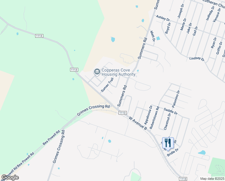 map of restaurants, bars, coffee shops, grocery stores, and more near 3112 Yaupon Road in Copperas Cove