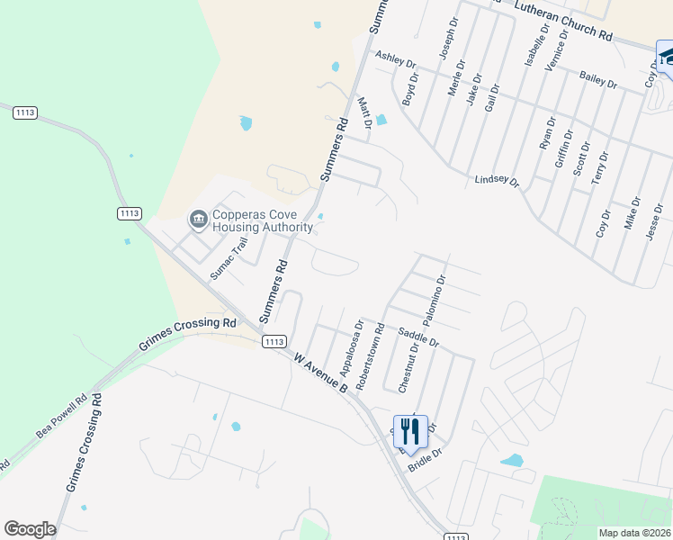 map of restaurants, bars, coffee shops, grocery stores, and more near 308 Janelle Drive in Copperas Cove