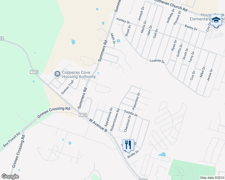 map of restaurants, bars, coffee shops, grocery stores, and more near 301 Janelle Drive in Copperas Cove