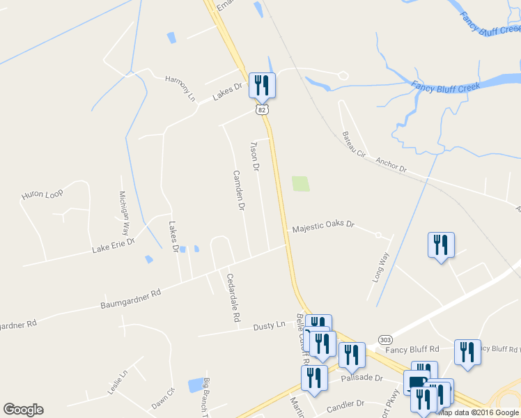 map of restaurants, bars, coffee shops, grocery stores, and more near 137 Tison Drive in Brunswick