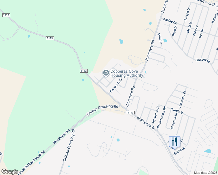 map of restaurants, bars, coffee shops, grocery stores, and more near 304 Primrose Drive in Copperas Cove