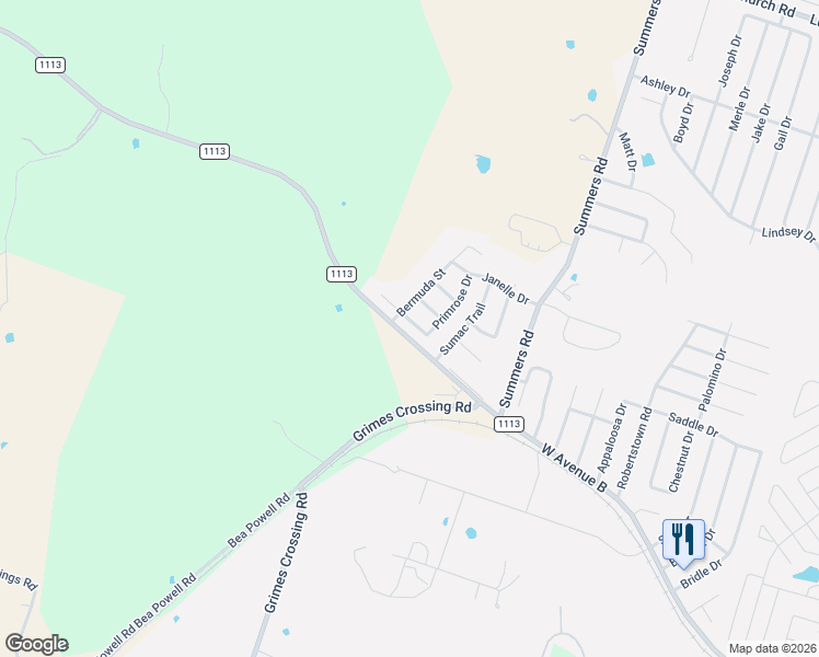 map of restaurants, bars, coffee shops, grocery stores, and more near 302 Primrose Drive in Copperas Cove