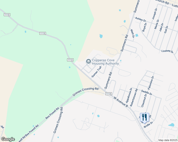 map of restaurants, bars, coffee shops, grocery stores, and more near 302 Primrose Drive in Copperas Cove