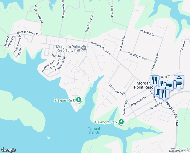 map of restaurants, bars, coffee shops, grocery stores, and more near 5 Billy the Kid Drive in Belton