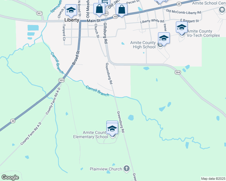 map of restaurants, bars, coffee shops, grocery stores, and more near Greensburg Road in Liberty