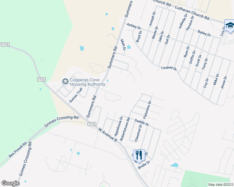 map of restaurants, bars, coffee shops, grocery stores, and more near 303 Janelle Drive in Copperas Cove