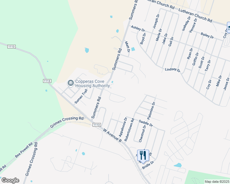 map of restaurants, bars, coffee shops, grocery stores, and more near 390 Summers Road in Copperas Cove