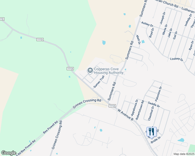map of restaurants, bars, coffee shops, grocery stores, and more near 504 Primrose Drive in Copperas Cove