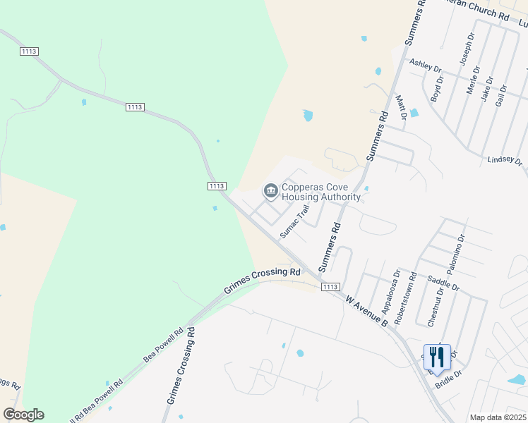 map of restaurants, bars, coffee shops, grocery stores, and more near 4108 Shasta Road in Copperas Cove