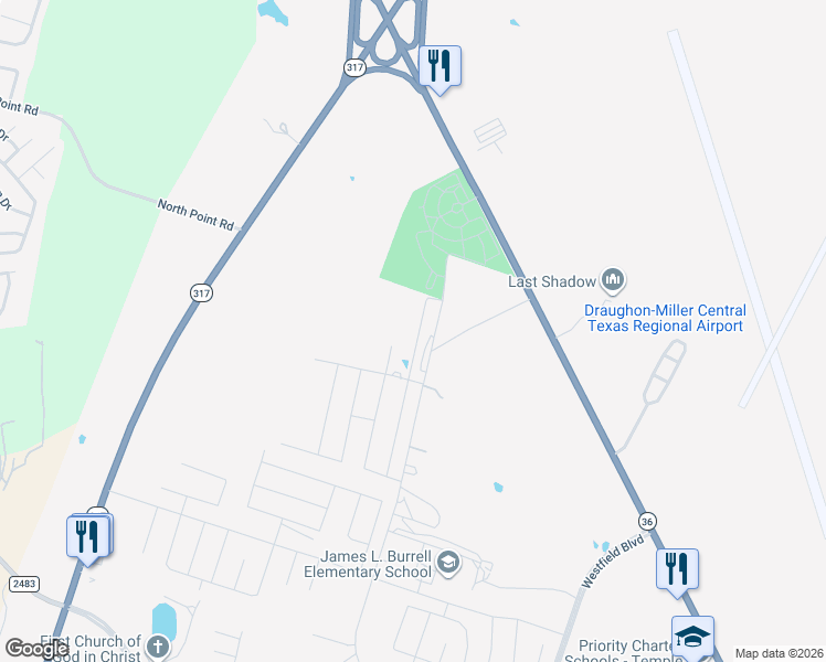 map of restaurants, bars, coffee shops, grocery stores, and more near 3164 North Pea Ridge Road in Bell
