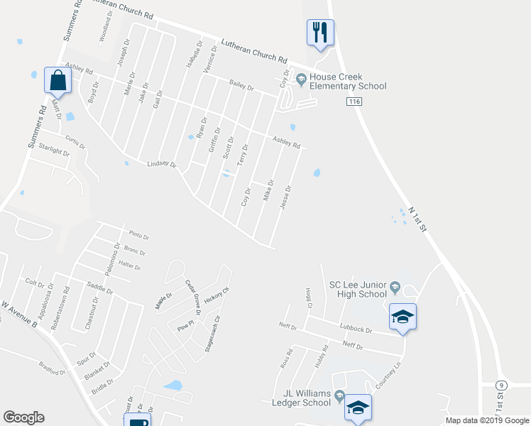 map of restaurants, bars, coffee shops, grocery stores, and more near 1904 Mike Drive in Copperas Cove