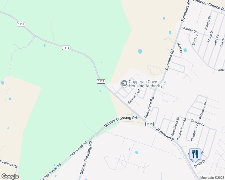 map of restaurants, bars, coffee shops, grocery stores, and more near 4205 Primrose Drive in Copperas Cove