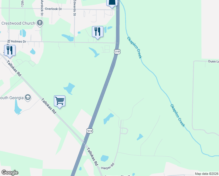 map of restaurants, bars, coffee shops, grocery stores, and more near in Moultrie