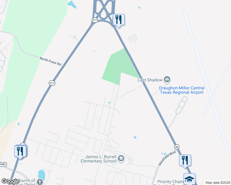 map of restaurants, bars, coffee shops, grocery stores, and more near 3164 North Pea Ridge Road in Bell