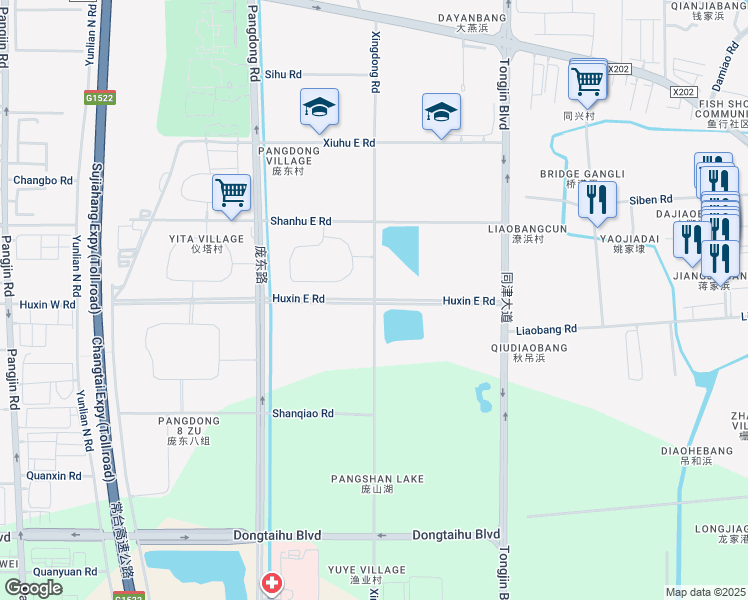 map of restaurants, bars, coffee shops, grocery stores, and more near Xing Dong Lu in Su Zhou Shi