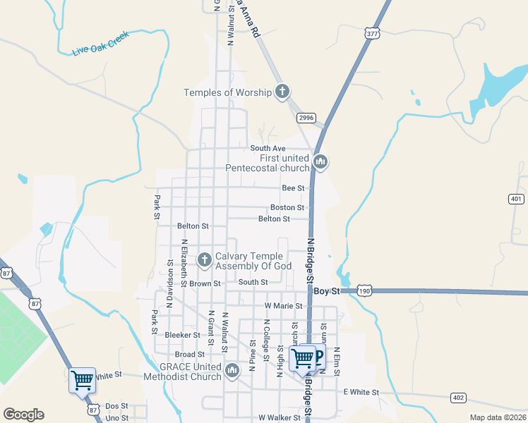 map of restaurants, bars, coffee shops, grocery stores, and more near 401 Boston Street in Brady