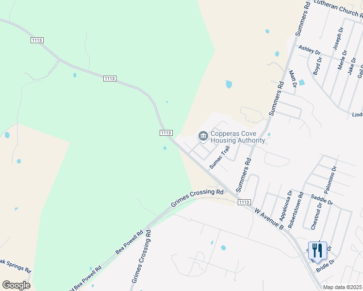 map of restaurants, bars, coffee shops, grocery stores, and more near 4204 Primrose Drive in Copperas Cove