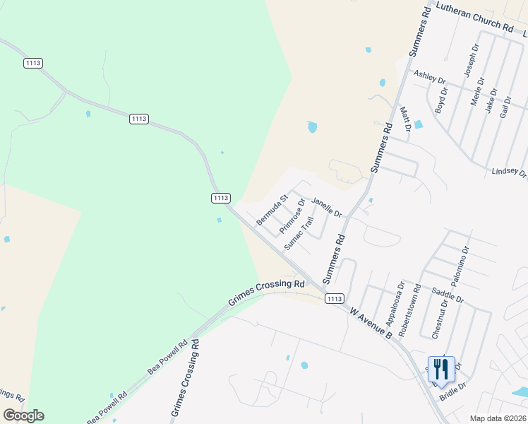 map of restaurants, bars, coffee shops, grocery stores, and more near 4204 Primrose Drive in Copperas Cove