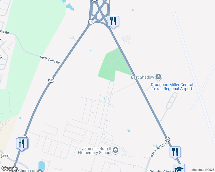 map of restaurants, bars, coffee shops, grocery stores, and more near 3164 North Pea Ridge Road in Bell