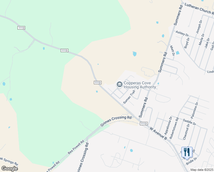 map of restaurants, bars, coffee shops, grocery stores, and more near 4210 Primrose Drive in Copperas Cove