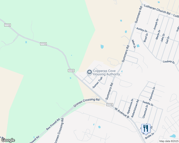 map of restaurants, bars, coffee shops, grocery stores, and more near 4108 Shasta Road in Copperas Cove