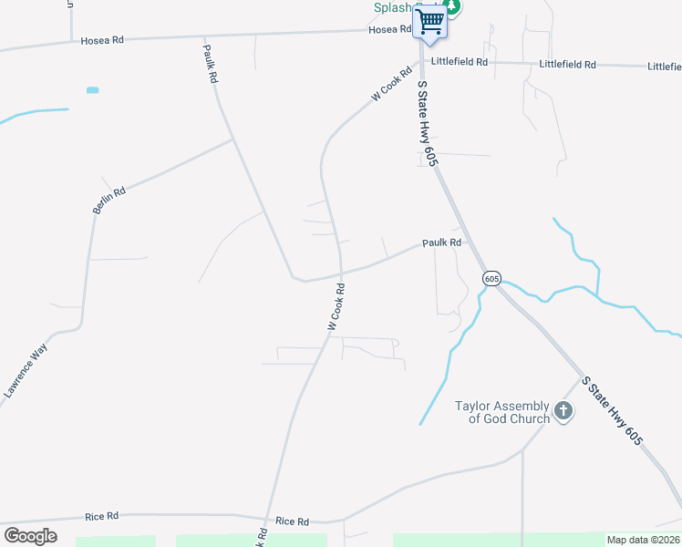 map of restaurants, bars, coffee shops, grocery stores, and more near 511 Paulk Road in Taylor