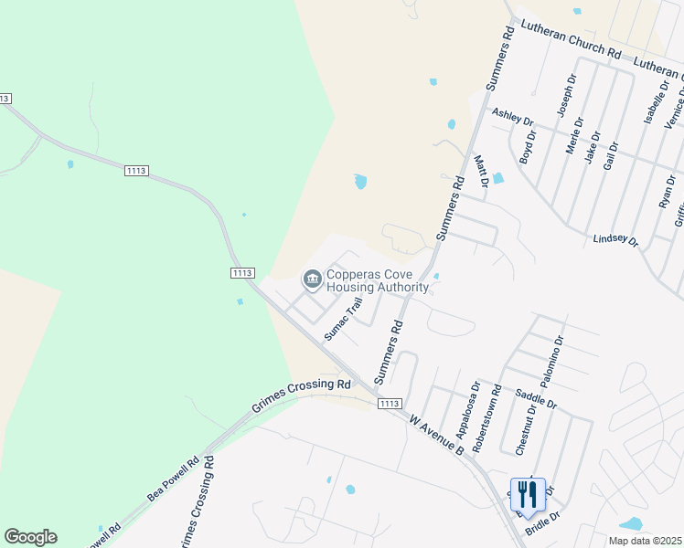 map of restaurants, bars, coffee shops, grocery stores, and more near 610 Bermuda Street in Copperas Cove
