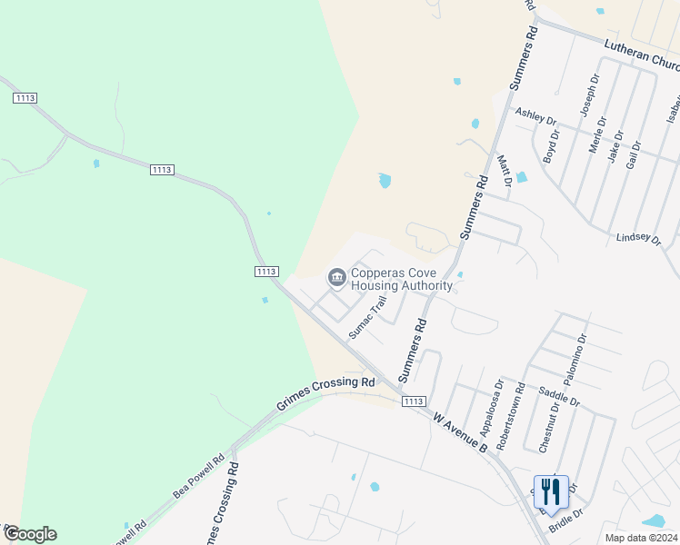 map of restaurants, bars, coffee shops, grocery stores, and more near 407 Bermuda Street in Copperas Cove