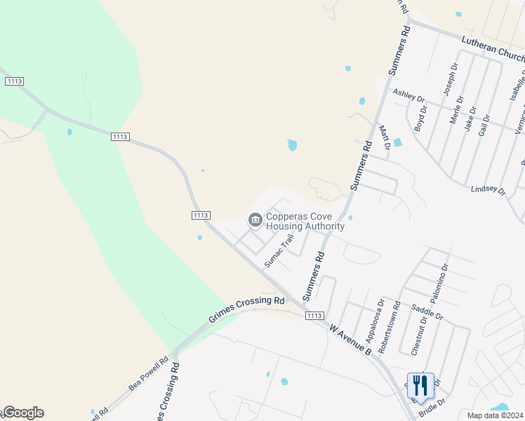 map of restaurants, bars, coffee shops, grocery stores, and more near 503 Bermuda in Copperas Cove